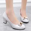 Zapatos De Mujer Fashion Sweet White Patent Leather Office Career Square Heel Shoes for Women Lady Casual Shoes Ab153