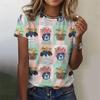Женская футболка с принтом мультяшных животных Harajuku с короткими рукавами и круглым вырезом, повседневные футболки