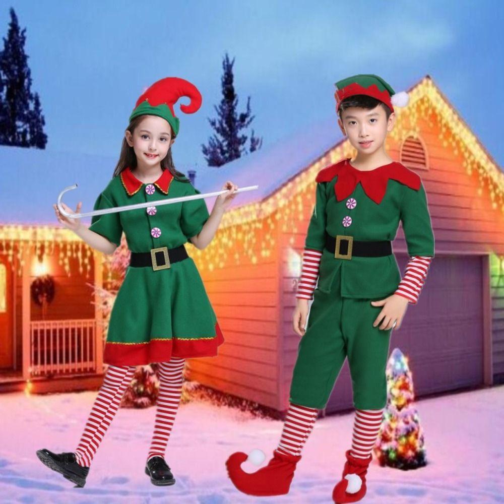 Socks Christmas Cosplay Costume Hat Christmas Party Accessories Green Elf Costume Photo Props