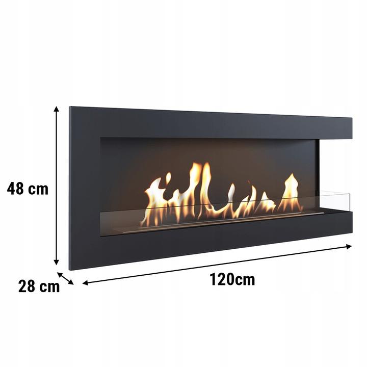 Камин на биоэтаноле настенный DELTA 1200 TÜV правый с декоративными камнями с набором декоративных камней