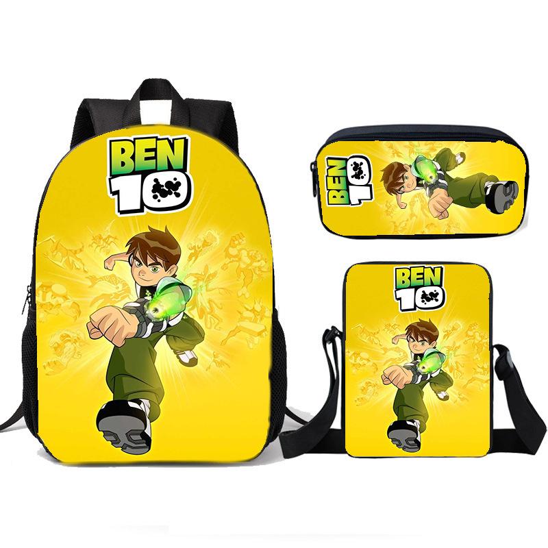 Рюкзак для подростка-хакера BEN10, рюкзак для начальной школы, набор из трех предметов, детский рюкзак, сумка через плечо, пенал