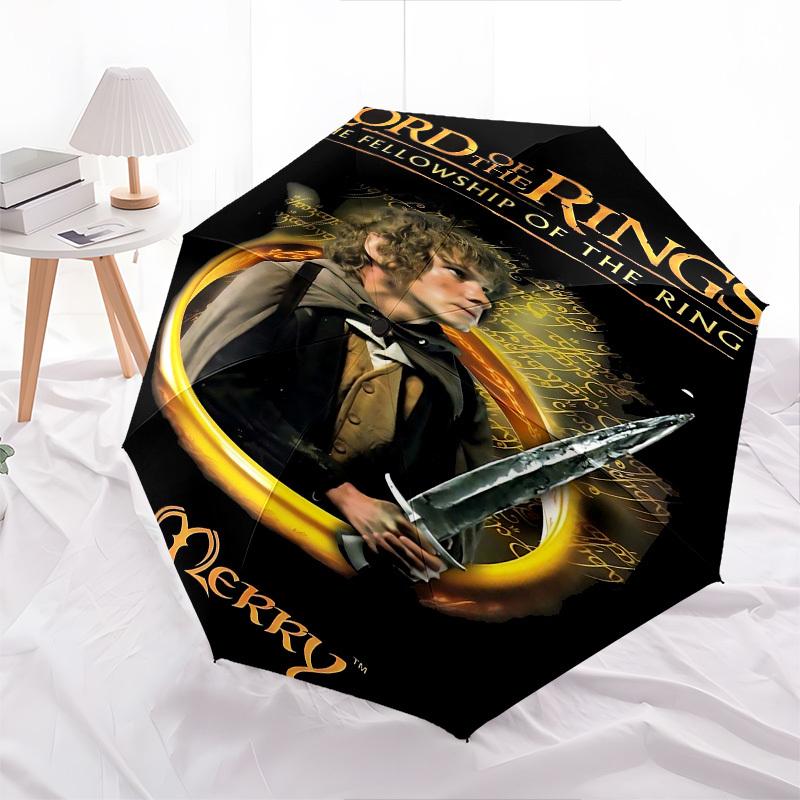 1pc Fellowship of the Ring Merry Automatic Folding Umbrella - Compact 8-Rib Design, Durable Plastic & Iron1292L