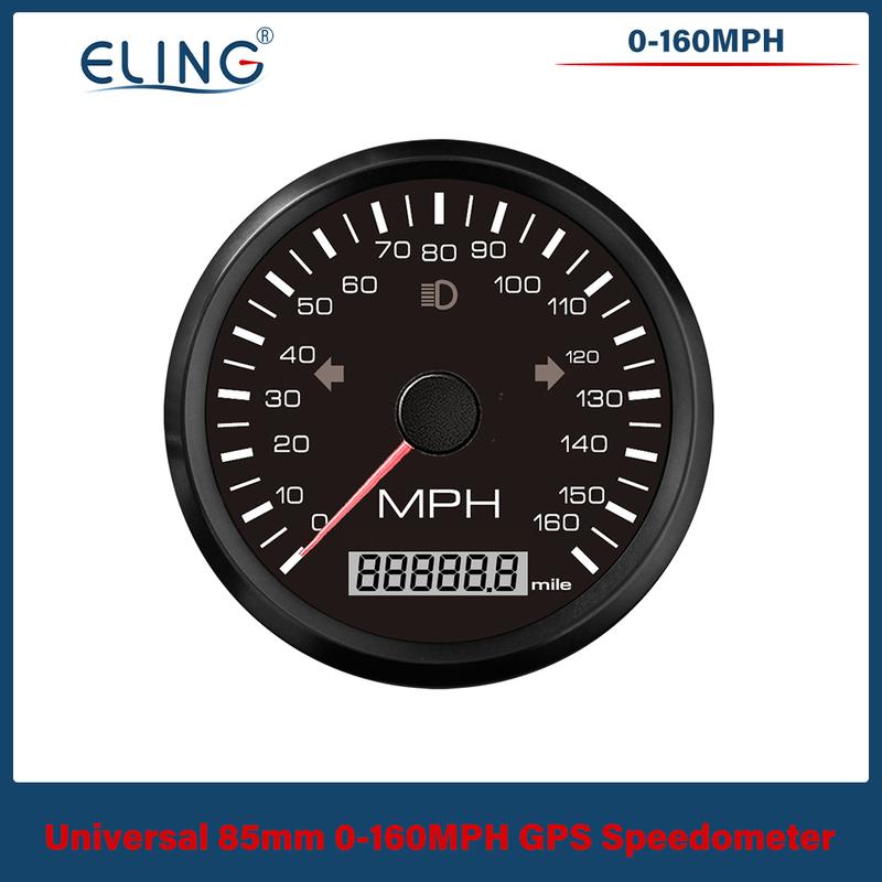 ELING 85мм GPS Спидометр 0-125 миль/ч 0-160 миль/ч 0-200 миль/ч Одометр Левый Правый Дальний свет с Красной Желтой подсветкой для Автомобиля Грузовика RV