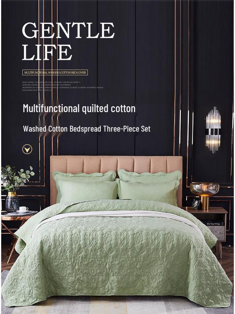 Стираемое стеганое хлопковое покрывало 3 предмета с дизайном, наполненным хлопком