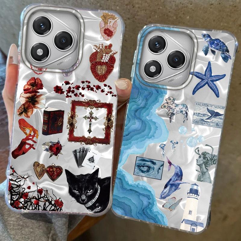 Ретро Солнце Морской Цветочный Глаза Девушки Женщины Для Honor 400 Pro X9c Magic7 Magic6 200 Lite Smart X9a X8a X8b X8c X7c X8 Чехлы Обложка