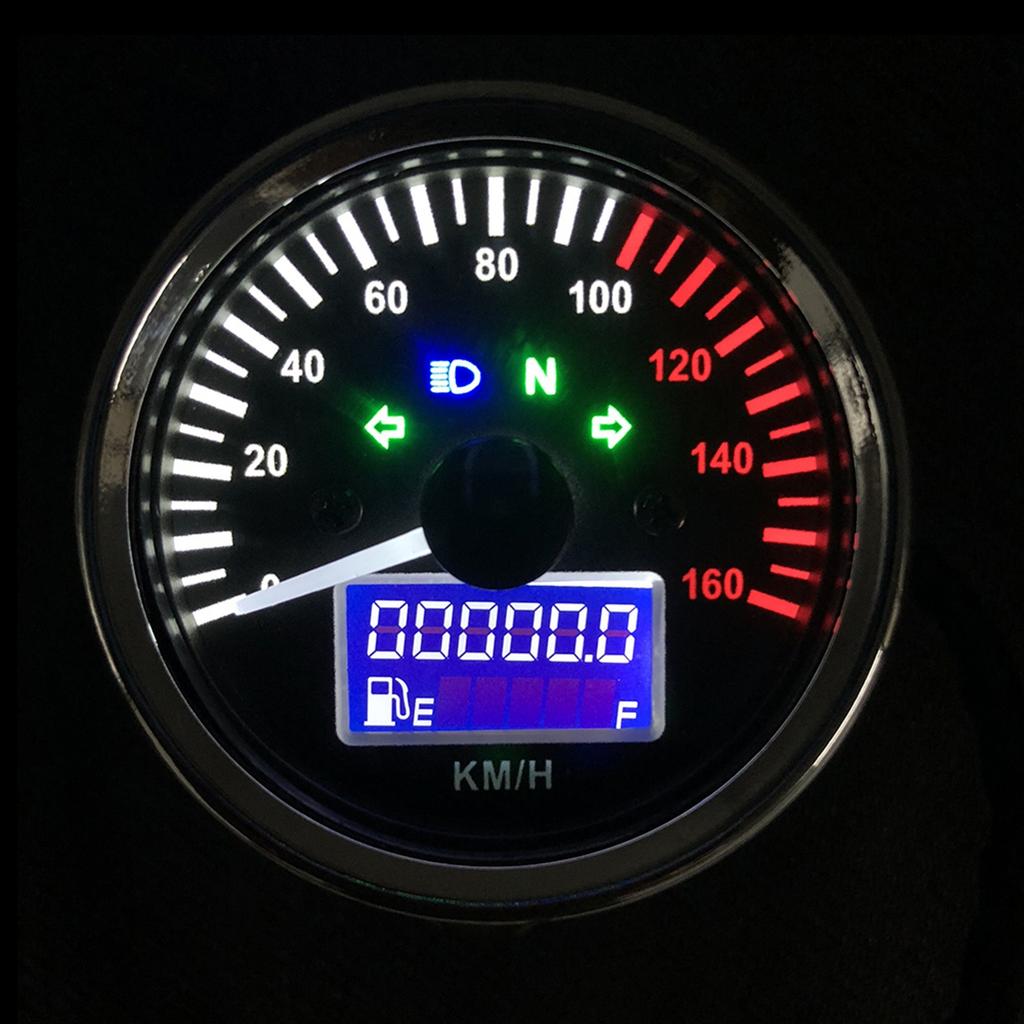 Универсальный 12В Мотоциклетный Спидометр Светодиодный Цифровой Тахометр Жидкокристаллический Инструмент Датчик Одометр с Указателем Уровня Топлива