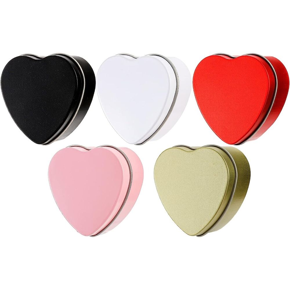 Silver/Red/Pink Heart Metal Box Empty Jewelry Box Heart-shaped Containers for Candle