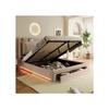 Lit Hydraulique - MUVOE - 140x200 - Beige - Tiroirs 2 En 1 - Éclairage LED Réglable