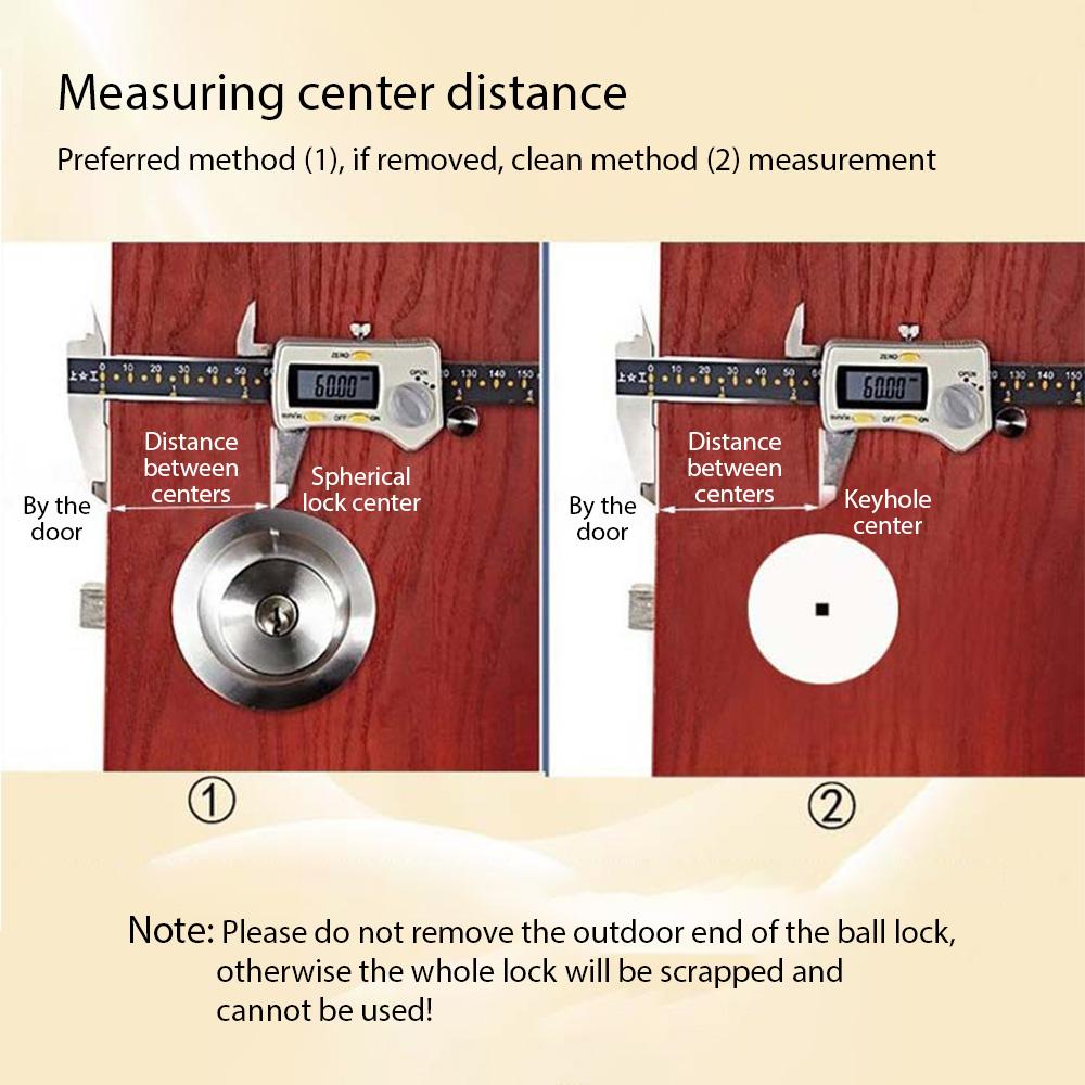 Door Knob with Lock Stainless Steel Front Door Lock Set Single Head Copper Lock Core 3-bar Locking
