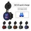 Автомобильное зарядное устройство Двойной USB QC3.0 Быстрая зарядка DC 12В-24В Светодиодный цифровой разъем для зарядки телефона для мотоцикла