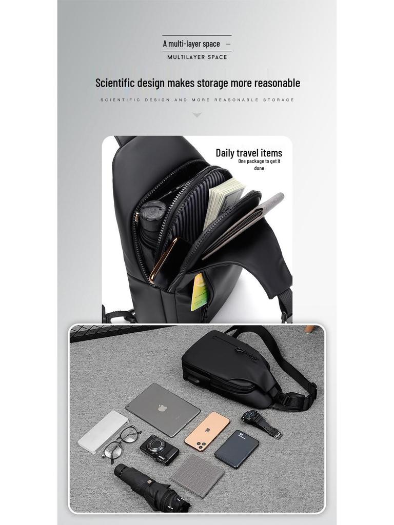 New Trendy One-Shoulder Crossbody Bag: Korean Style Men's Fashion Sports Chest Backpack