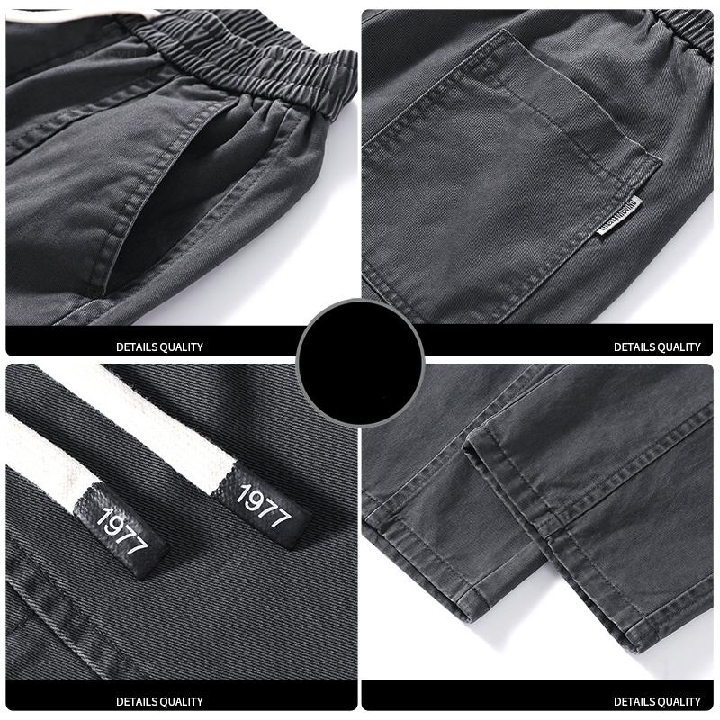 Spring and Autumn Men's Cargo Pants Solid Color Work Wear Straight Thick Casual Pant Korean Jogger Trousers Male