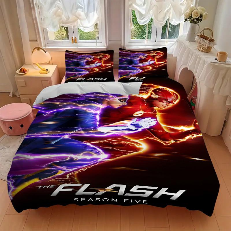 3pcs The Flash Duvet Cover Set, 1 Duvet Cover + 2 Pillowcases (No Insert), High-Definition Print for All Seasons,Durable yy251103049
