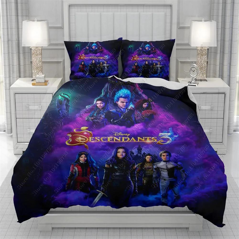 Descendants Comforter Cover 3D Printed Anime Quilt Cover Microfiber Duvet Cover 3 Pieces for Kids and Adults with Pillowcases