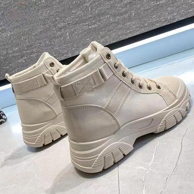 Модная обувь для альпинизма для женщин 2024 года, новые высокие парусиновые туфли в британском стиле, дышащие короткие ботинки для пустыни, шнуровка, ботинки для инструментов