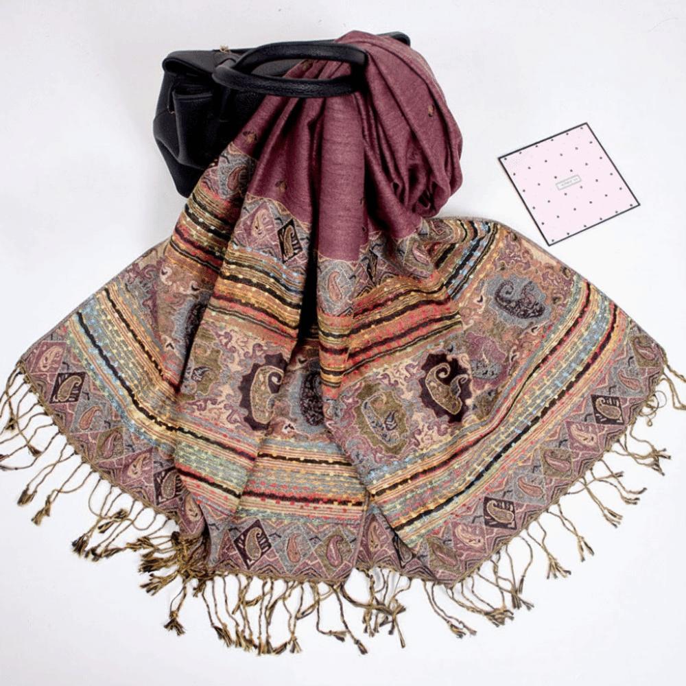 with Tassel Print Headscarf Long Shawls and Wraps Retro Fringed Scarves