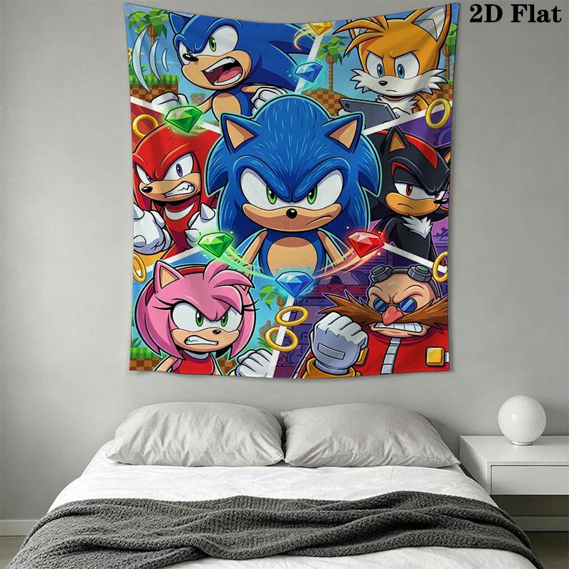 Hedgehog Sonic Valley Wall Hanging Printed Fabric Blanket Decorative Tapestries for Bedroom Living Room Home Decor