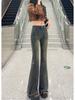 Comfortable Large Size Old Do Old Burlap Micro Flare Jeans Women Spring High-waisted Slim Dragging Floor Skinny Horseshoe Trousers Long Denim Pants