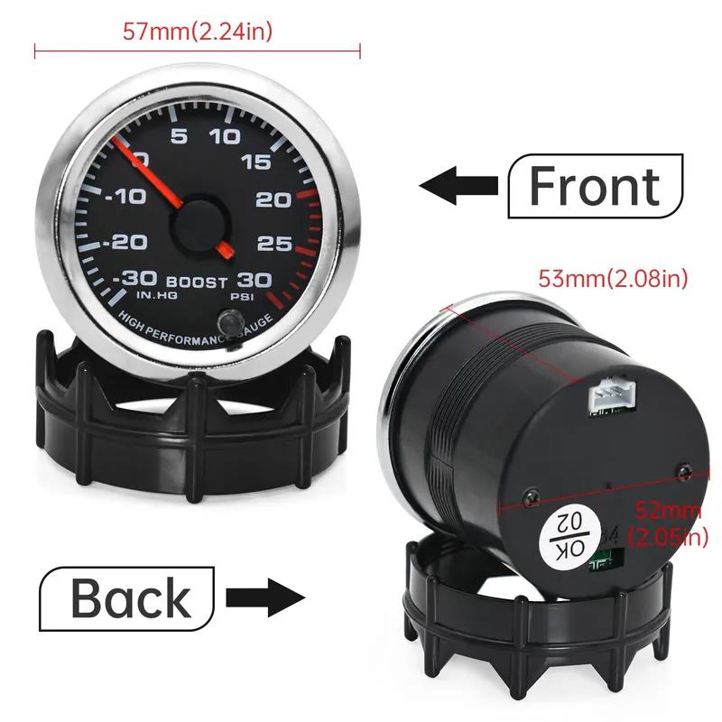 52mm Car Oil Press Meter RPM Boost Water Temp Oil Temp Air Fuel Ratio Voltage EXT Temp Meter 7 Color Backlight Gauge For 12V Car