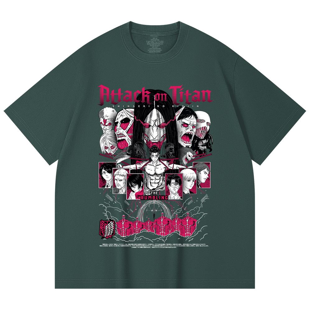 230 Gsm 100% Cotton Attack on Titan V2 Print Unisex Heavy Cotton T Shirt