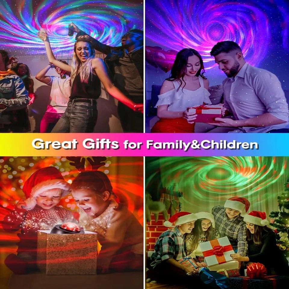 Проектор звездного неба, светодиодная лампа-туманность, игровая комната, декор спальни, ночник с дистанционным музыкальным плеером