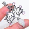 Moonstone, Kunzite Handmade 925 Sterling Silver Jewelry Pendant 2.76" G1j89