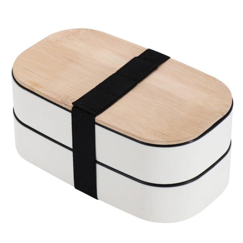 Wooden Cover Japanese Bento Box 1200ML Food Container Outdoor Divided Lunch Box For Kids