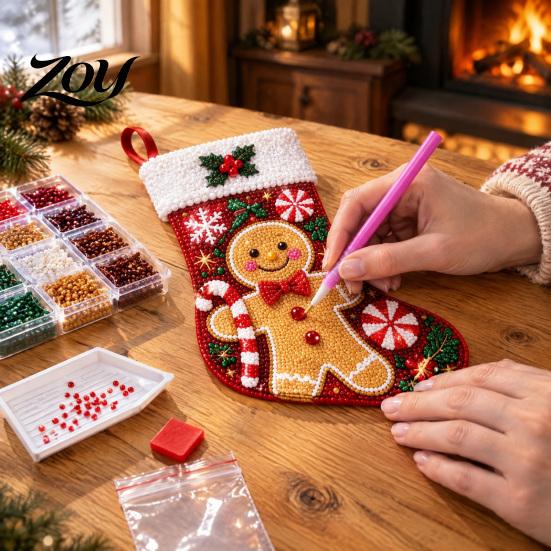 Hanging Ornaments for Fireplace Faux Diamond Painting Christmas Stocking Kit, DIY Acrylic Ornament Craft Holiday Crafts Adults Kids Adults,