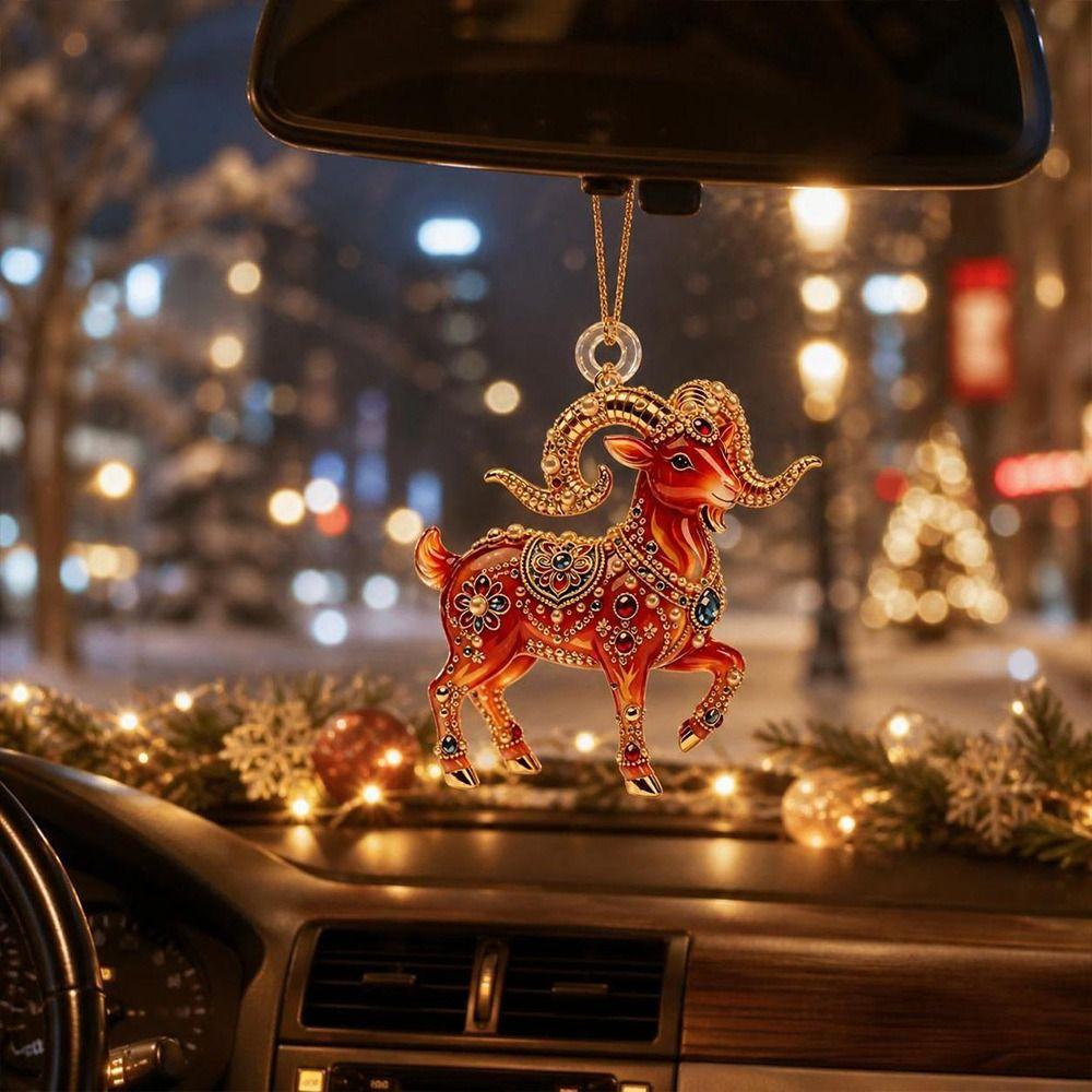 Shining Goat Pendant Acrylic Christmas Tree Ornament Gifts Goat Hanging Ornament Bag Charms
