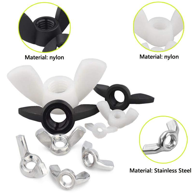5-25 шт. M3 M4 M5 M6 M8 m10 Нейлон/304 Нержавеющая сталь Гайка с затяжкой вручную Гайка-бабочка Слиток Гайка-барашек Гайки