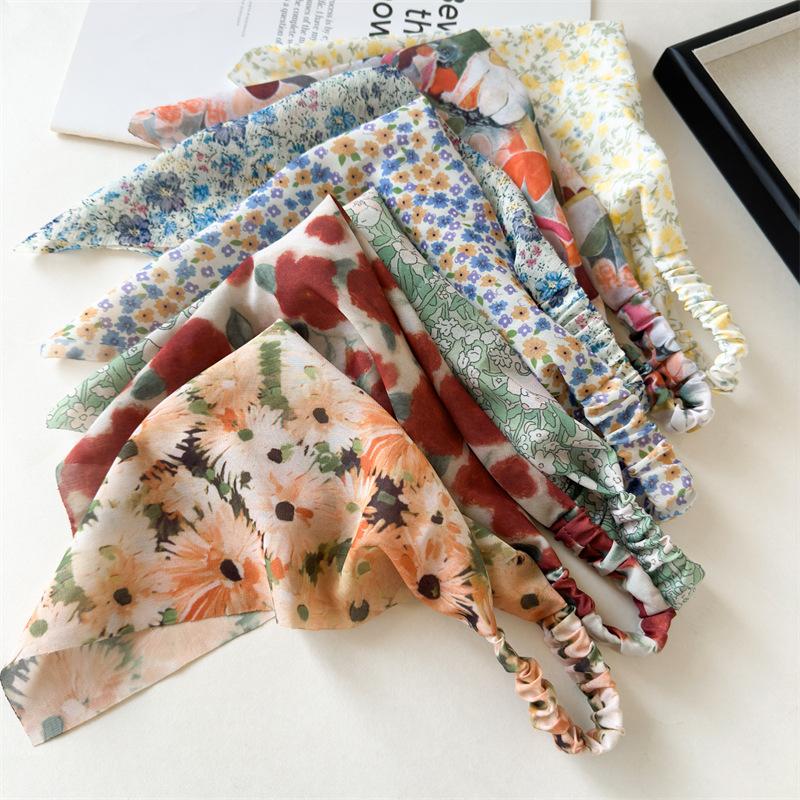 Assorted Floral Print Bandana Headband Elastic Back Hair Scarf Bohemian Style Headwrap Colorful Summer Hair Decor For Women