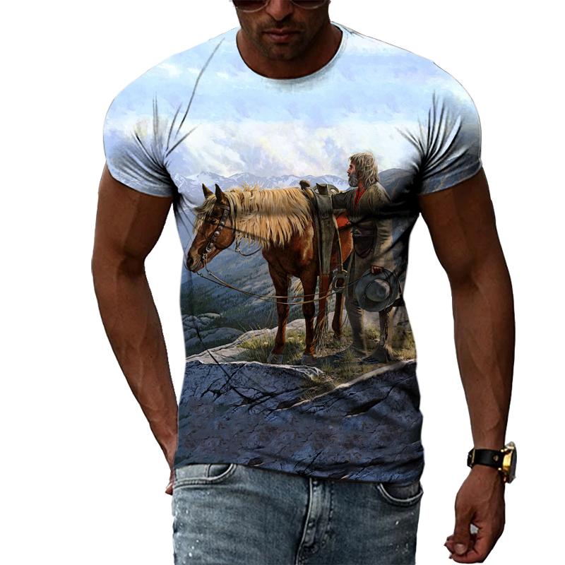 Индийские племенные вожди, летняя индивидуальная 3D печать Харадзюку, повседневная свободная дышащая мужская футболка с круглым вырезом и короткими рукавами, топ