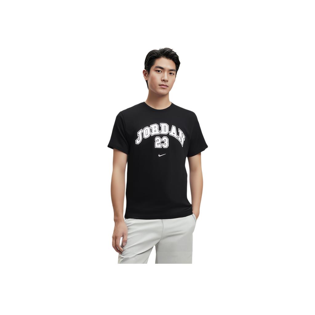 Jordan Бренд MJ MVP SS25 Футболка с круглым вырезом Модная Мягкая Универсальная с коротким рукавом Унисекс Топы Черный IB7524-010