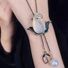 Cat's Eye Tulip Sweater Chain: Versatile Long Necklace for Women - Autumn Winter Fashion Accessory.