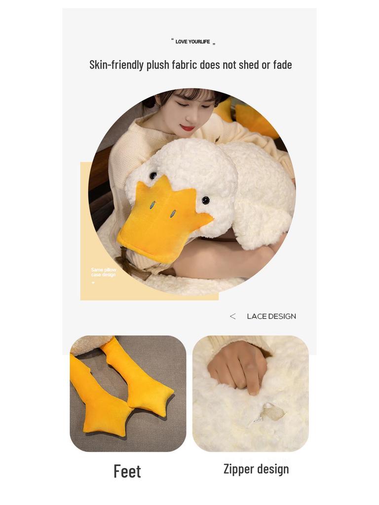 Cuddly White Duck Pillow Plush Toy - Super Soft Sleep Hug Doll for Girls, Perfect Birthday Gift