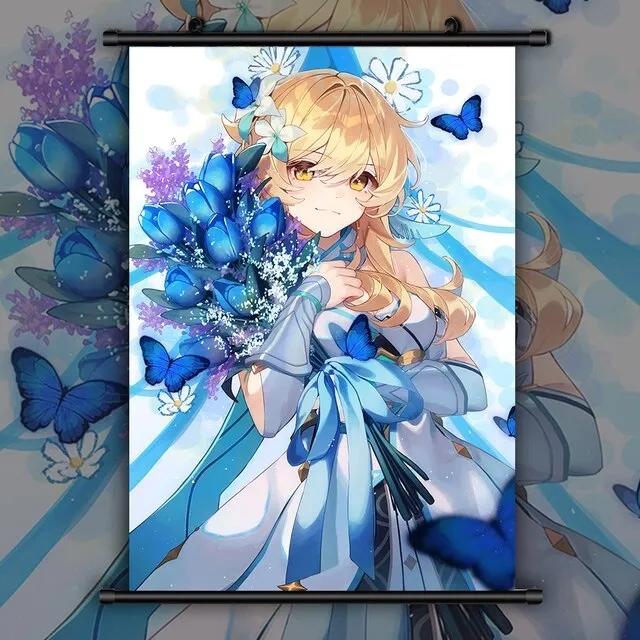 Плакаты Fischl, картины на холсте, Eula HD, картина Genshin Impact, подвесные свитки, настенные художественные принты, домашний декор Cuadros, бескаркасный