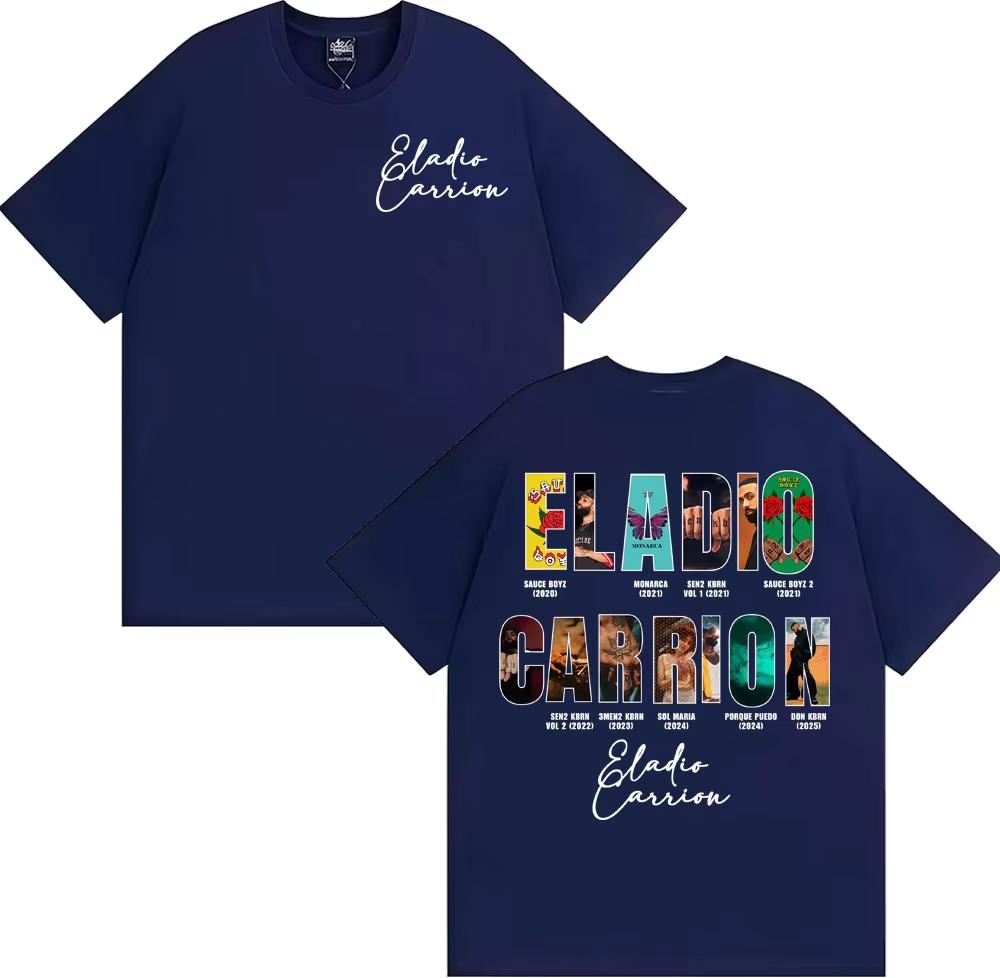 Rapper Eladio Carrion Album Cover 2026 Tour T Shirt Men Women Vintage 90s Hip Hop Street Tshirts Casual Tshirt