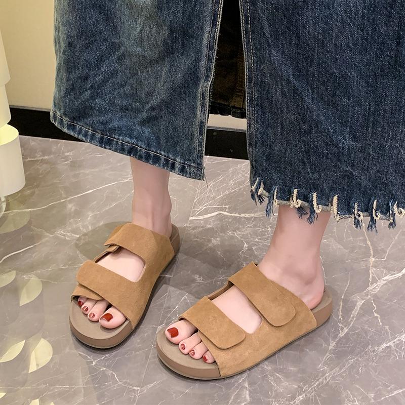 2024 Hot Selling New Fashion Women's Slippers Solid Color Comfortable Summer Versatile Open-Toe Women's Slippers Zapatos Mujer