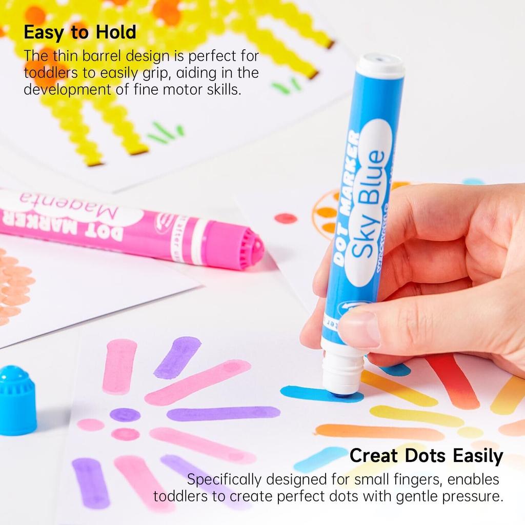 Shuttle Art Dot Marker Color for Includes 1 Coloring Easy to Great for and Gifts Pens, 30-Color Set, 12ml, Kids, Water-Based, Washable, Book, Grip,