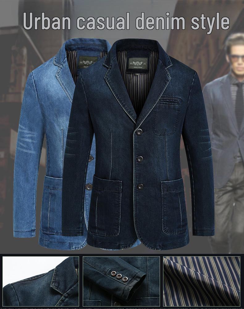 Мужской повседневный комплект из джинсовой куртки и брюк свободного кроя - молодежный, большой размер