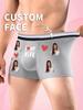 Customized Men's Heart Print Funny Boxer Underwear, Elastic And Soft Comfortable Everyday Personalized Underwear, Ideal Gift For Boyfriend/Husband