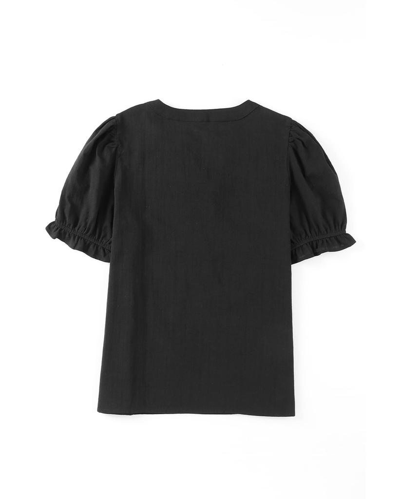 Azura Exchange Блузка с вышитыми воланами и рукавами-фонариками