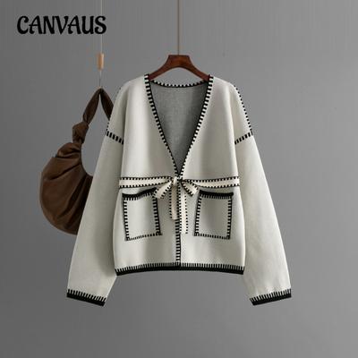 Осень и зима плюс размер вязаный кардиган женский завязка на талии карман длинный рукав свободный повседневный модный свитер