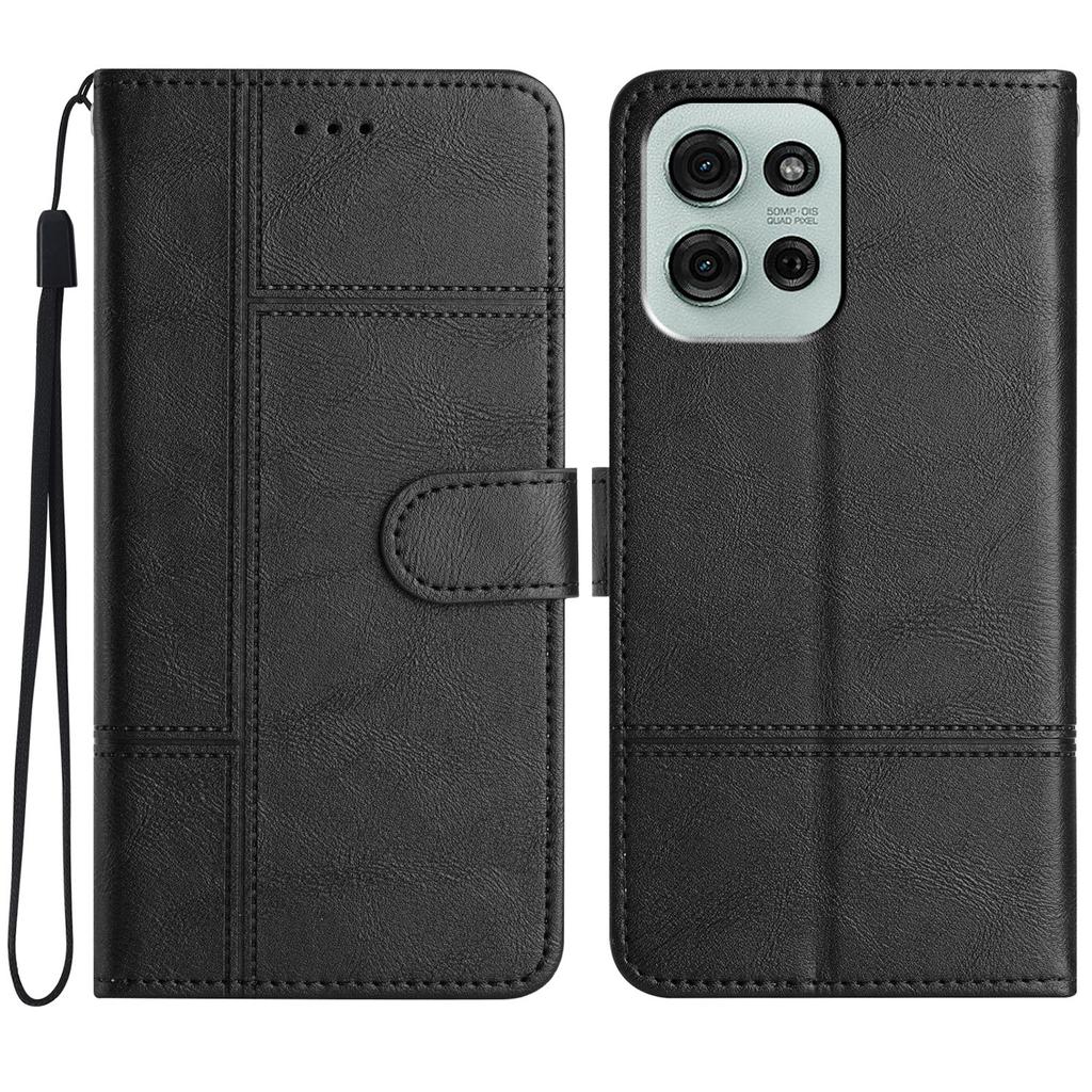 For Motorola Moto G75 5G Case Line Imprinted PU Leather Wallet Phone Cover