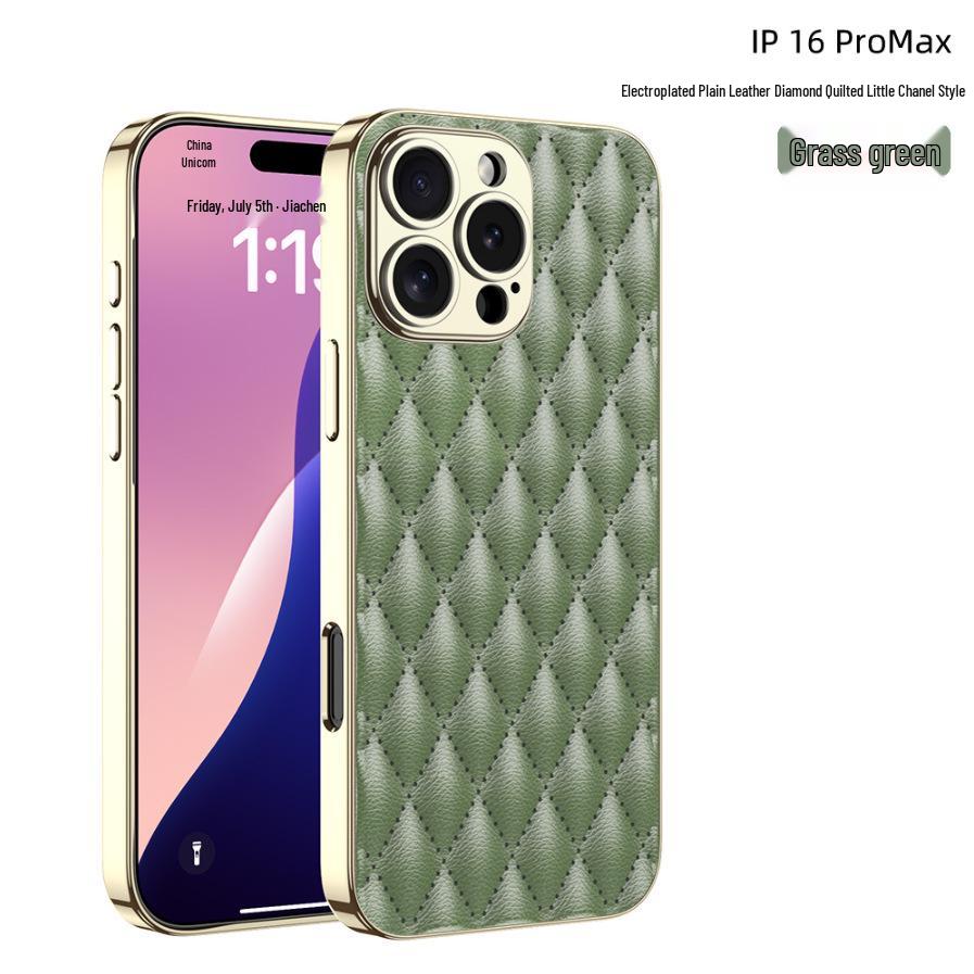 Чехол для iPhone 16 Pro Max в французском стиле, из ромбовидной кожи, ударопрочный