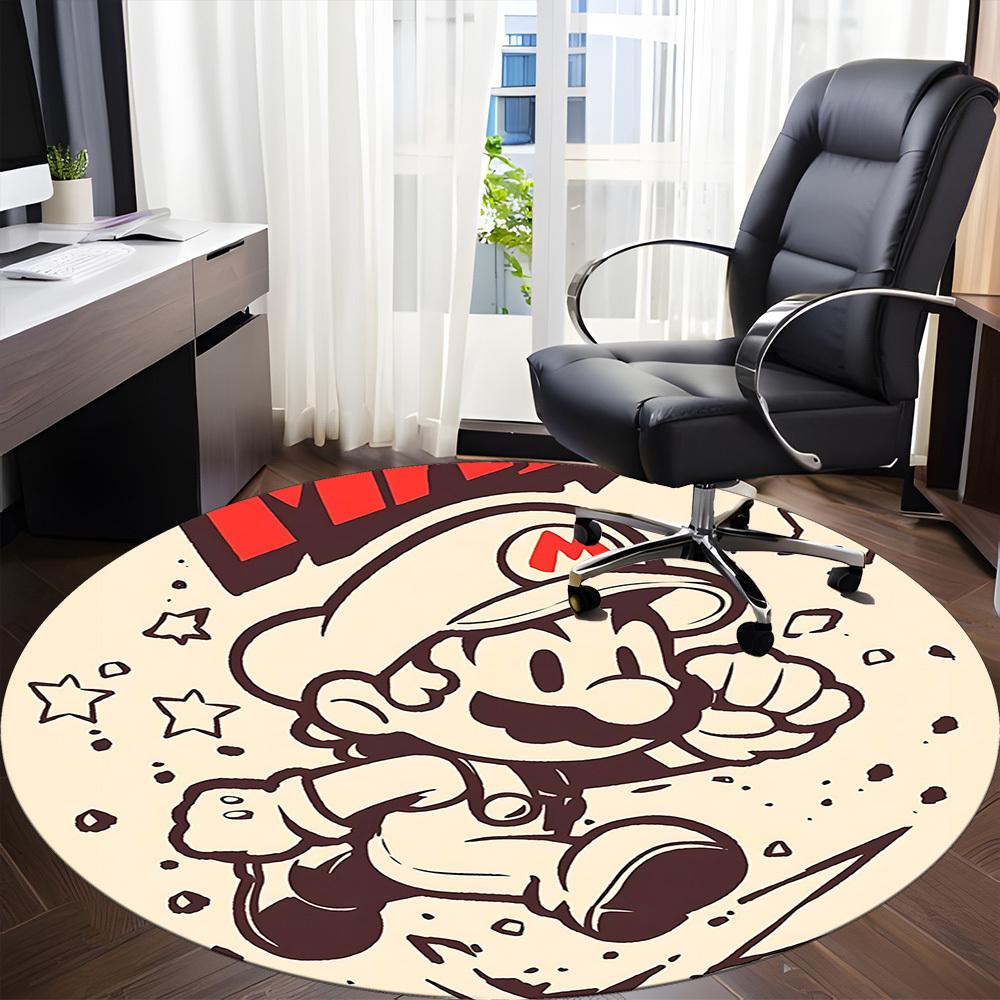 1PC Mario Adventure Office Round Area Rug, Indoor Mat Suitable For Office, Under Office Chairs Bedroom Living Room Home Decor DT1212027