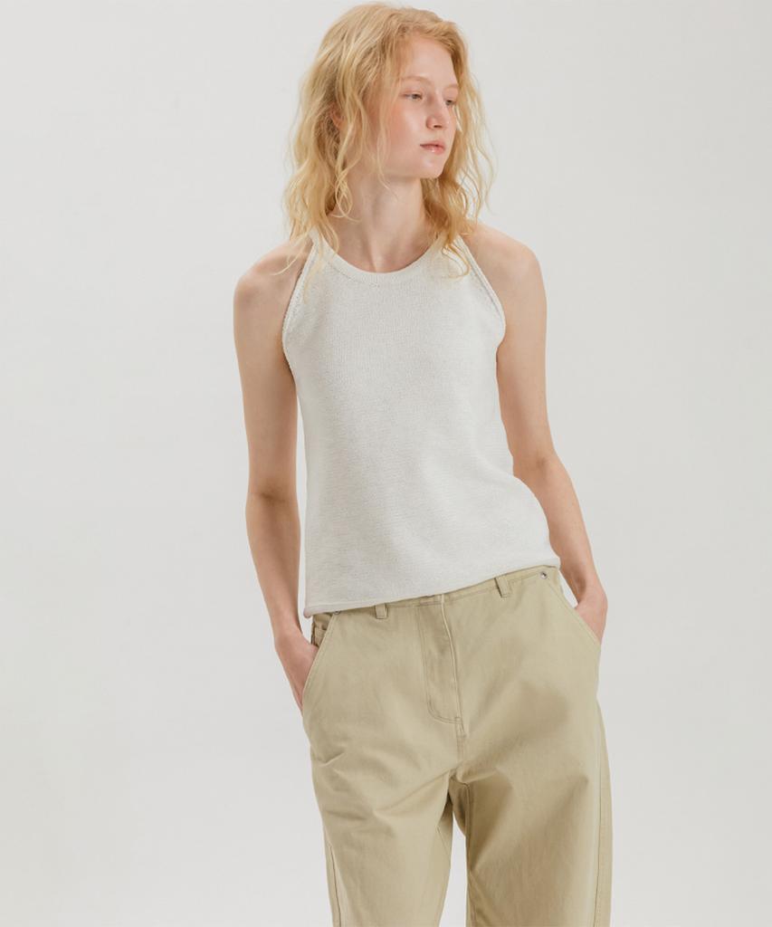 AVA MOLLI Halter Neck Knit Top (Ivory)
