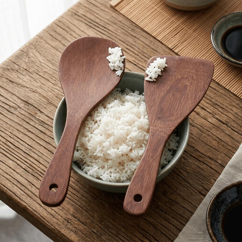 2 Pcs Long Handle Rice Paddle Smooth Burr-free Kitchen Scoop Cooking Spatula Meal Serving