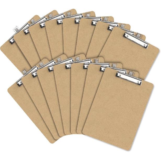 Wood Clipboard Set of 2, 8.5 x 11 Clip Borad with Pen Holder, A4 Standard Dimension 9 x 12.5 in, A4 Letter Size Hardboard for Classroom, Students,