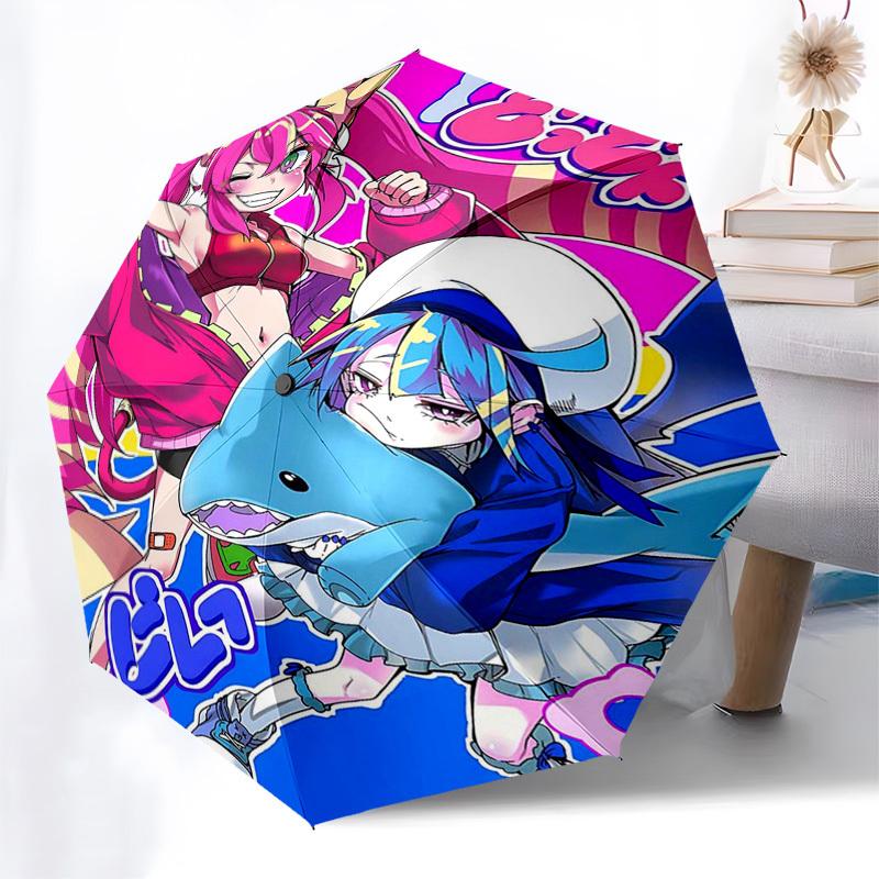 1pc Outdoor Umbrella with Anime Print - Automatic Opening/Closing, Portable 3-Fold Design, 8-Rib Iron Frame - Perfect Gift for Fans, Travelers, E